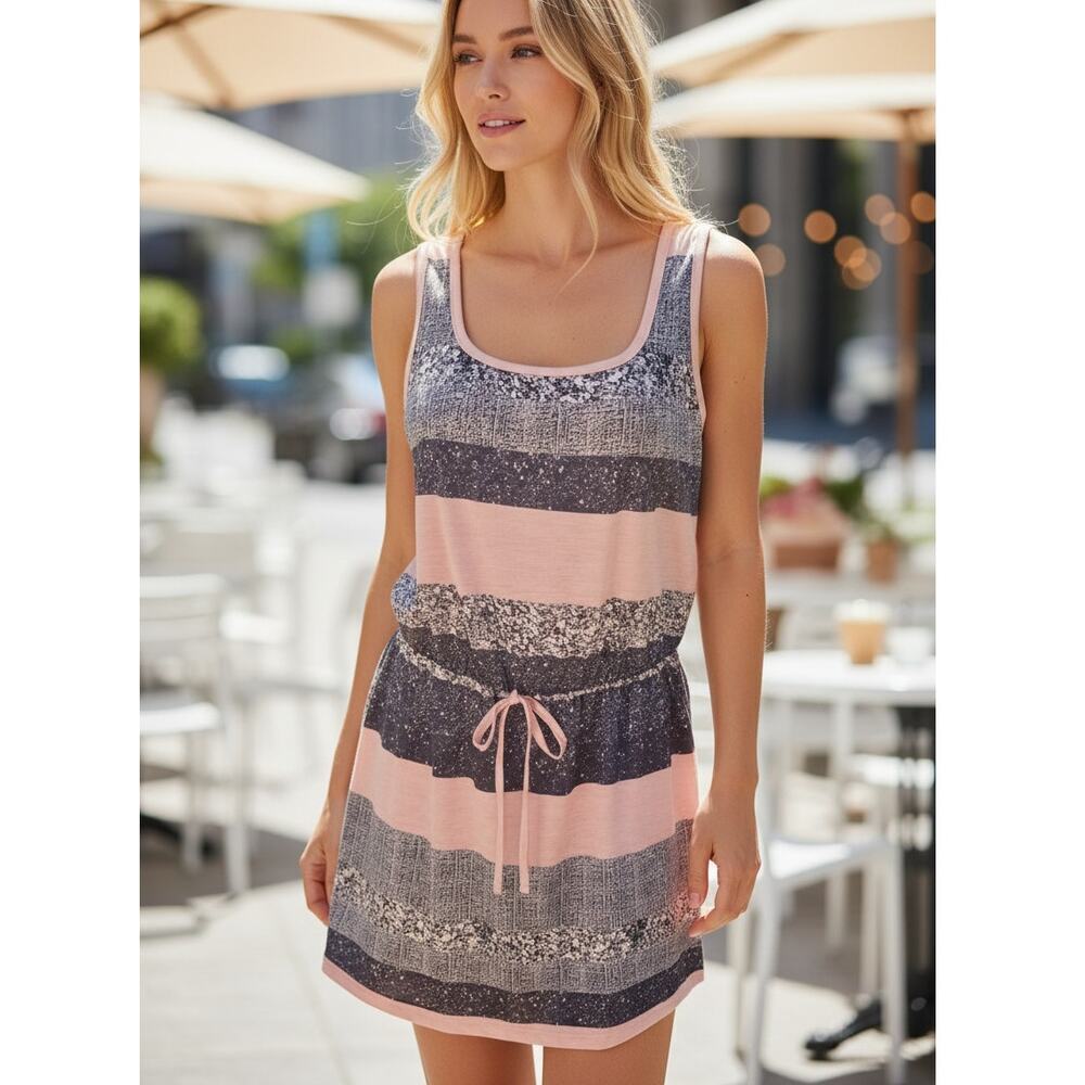 Shein‎ TankP Dress Pink and Gray Short Sleeveless Sz M